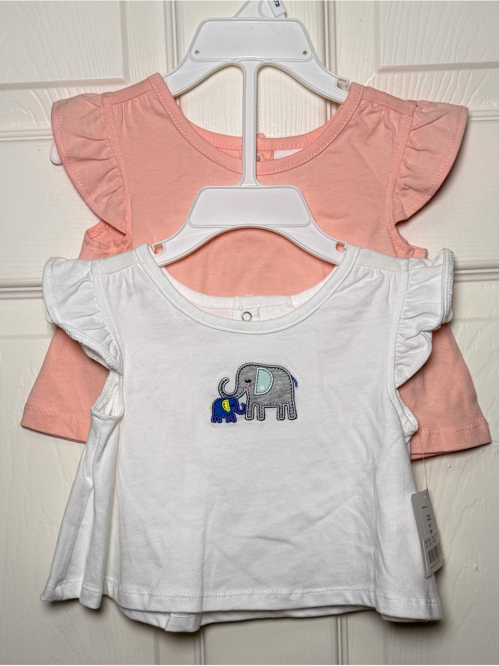 Starting Out 2-Pack Flutter Sleeve Tees - White & Light Pink/ Peach